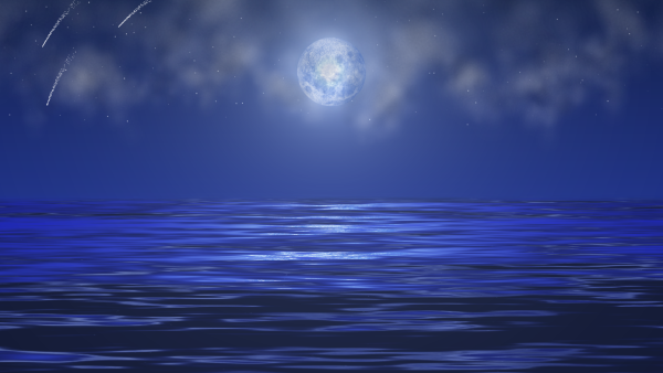 Аниме море ночью