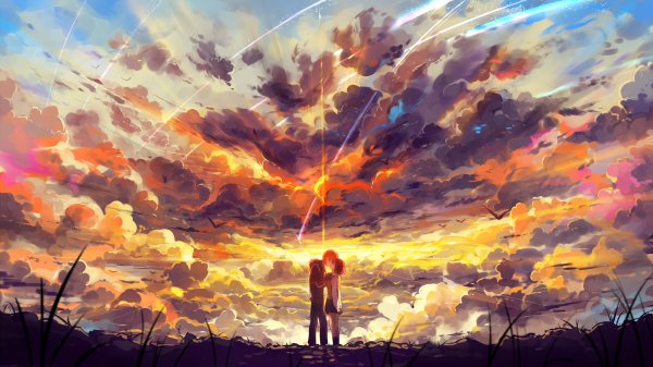 Аниме Kimi no na WA закат