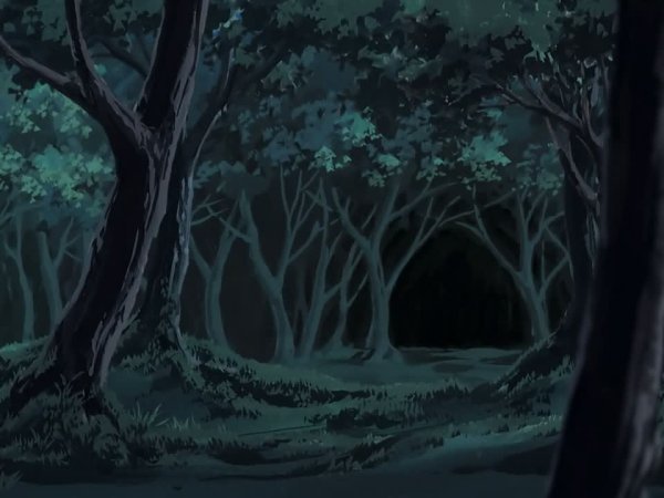 Нарисованный лес ночью