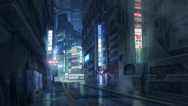 Токио улицы аниме ночь