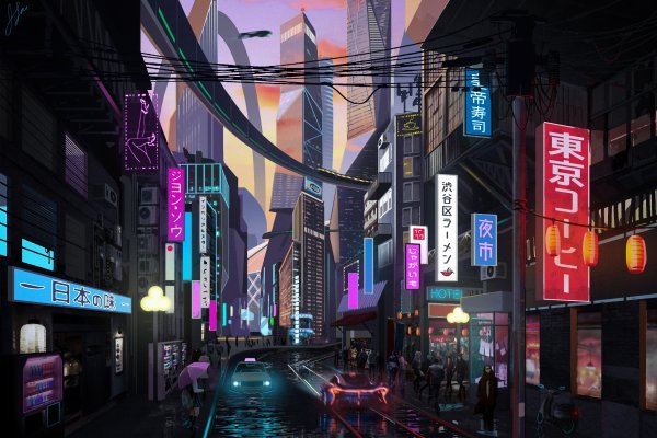 Cyberpunk Токио anime