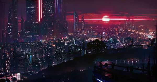 Город ночью Cyberpunk