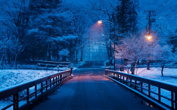 Аниме фон зима улица ночь