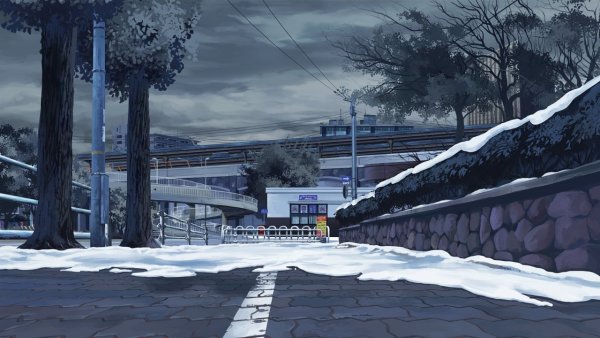 Снежный город аниме