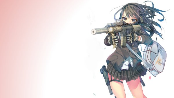 Аниме девушка с ружьем