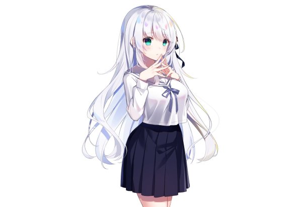 Красивая аниме девушка с белыми волосами
