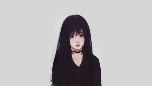 Девушка с черными волосами арт