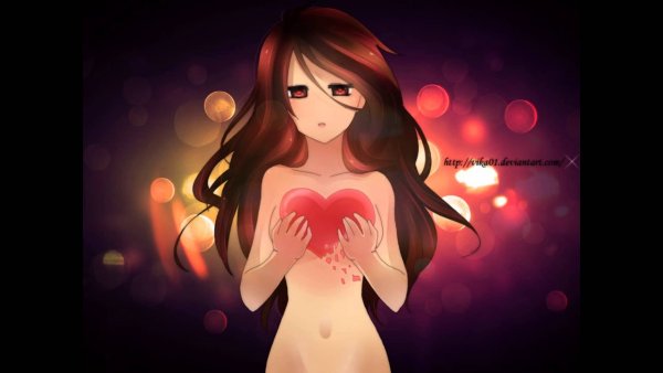 Девушка с сердечком арт