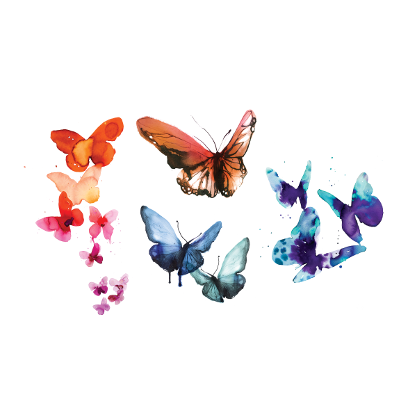 Акварельные бабочки на прозрачном фоне