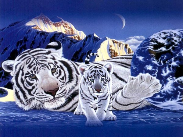 Снежные горы с тигром