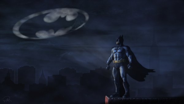Бэтмен на фоне луны