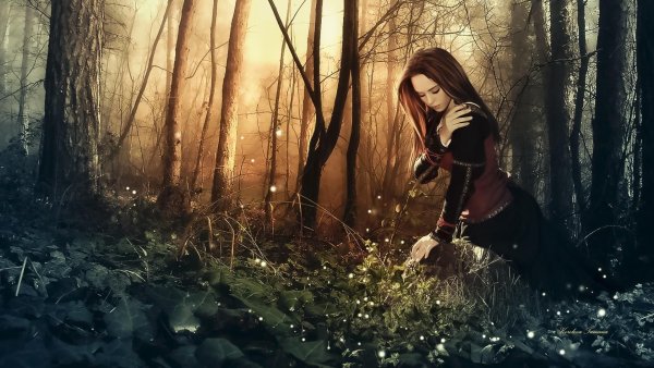 Девушка в сказочном лесу