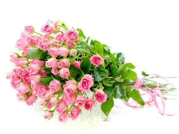 Нежно розовые кустовые розы букет