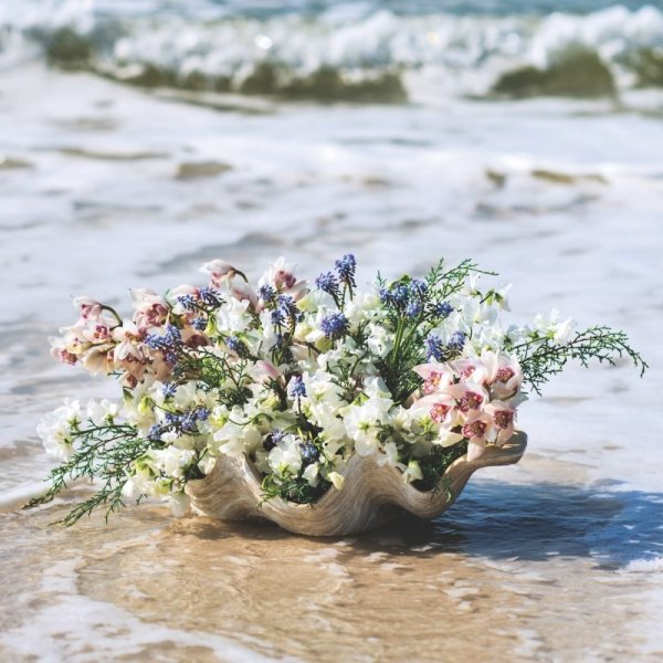 Морское побережье с цветами