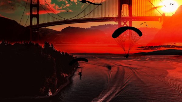 Красный мост закат