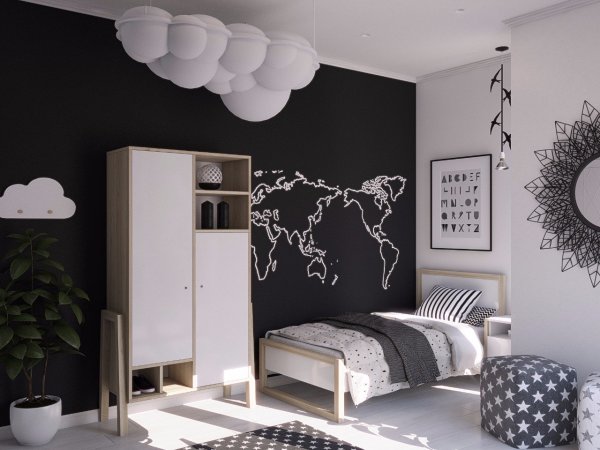 Детская комната в черно белом стиле