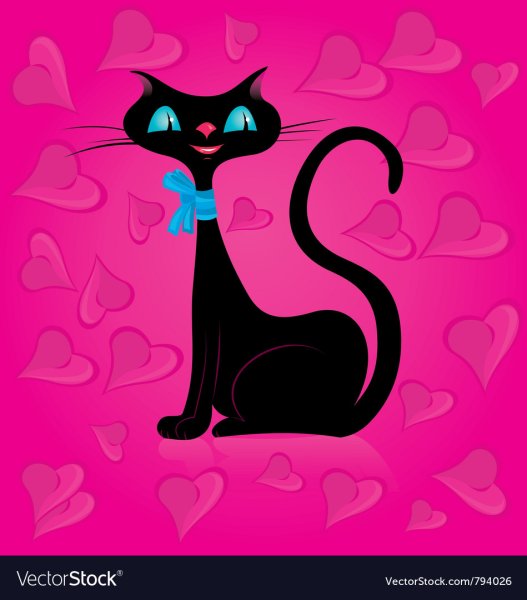 Розовый кот и черный кот