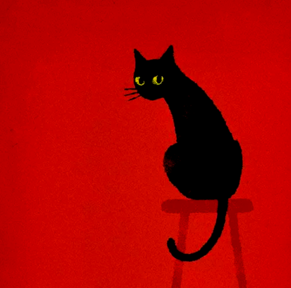 Черный кот на Красном фоне