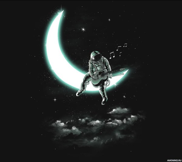 Космонавт с гитарой на Луне