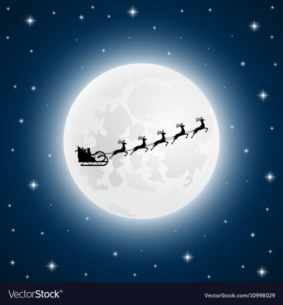 Санта на фоне Луны