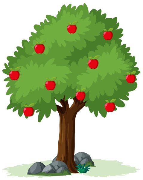 Дерево мультяшное яблоня