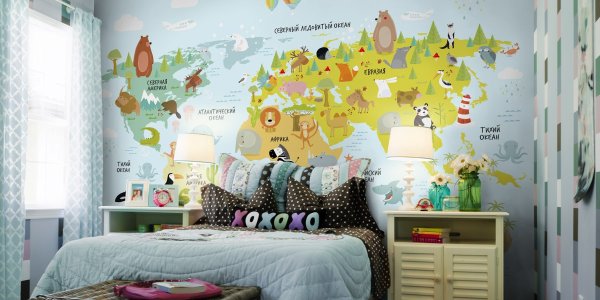 Фотообои карта мира в детскую комнату