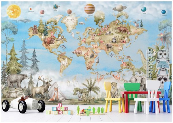 Фотообои карта мира для детей на стену
