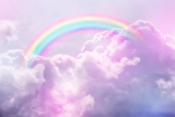 Детский фон радуга с облаками