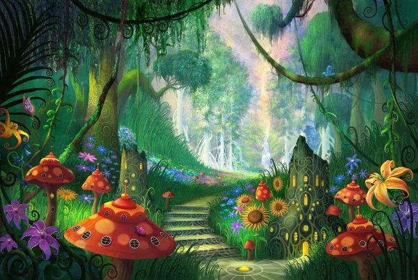 Детский фон волшебный лес