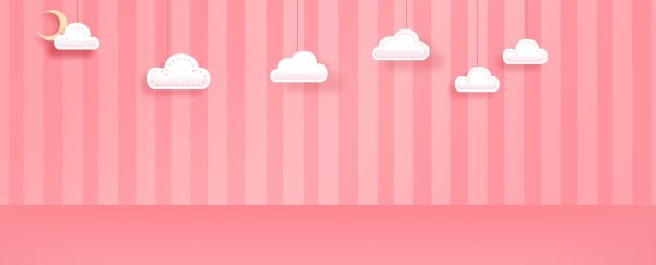 Детский розовый фон с облаками