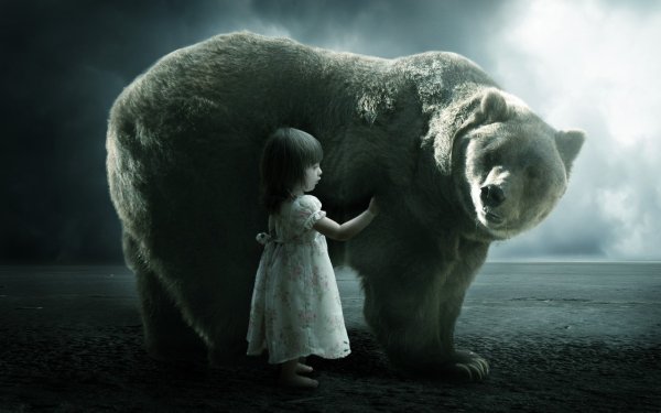 Девочка медвежонок обои