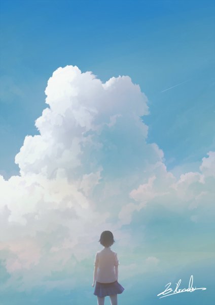 Человек на фоне облаков