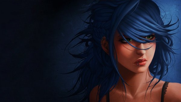 Девушка с голубыми волосами арт