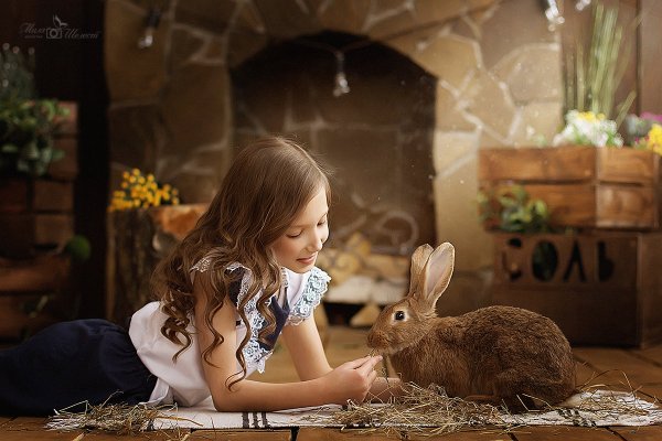 Фотосессия с кроликом в студии детская