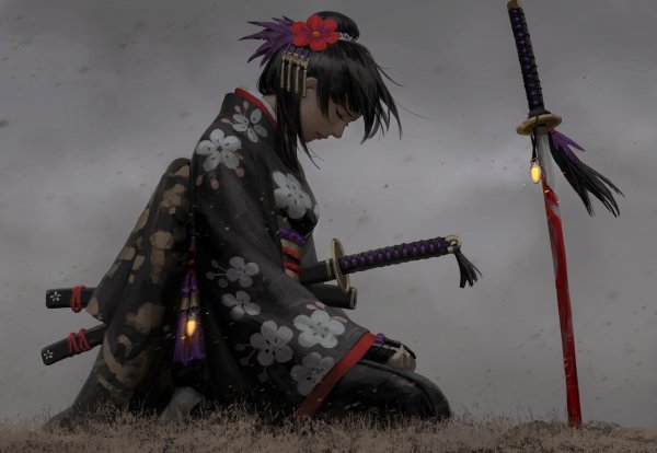 Девочка самурай аниме обои