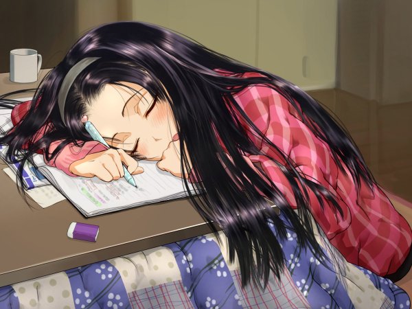 Сонная аниме девочка