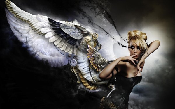 Девушка ангел с крыльями обои