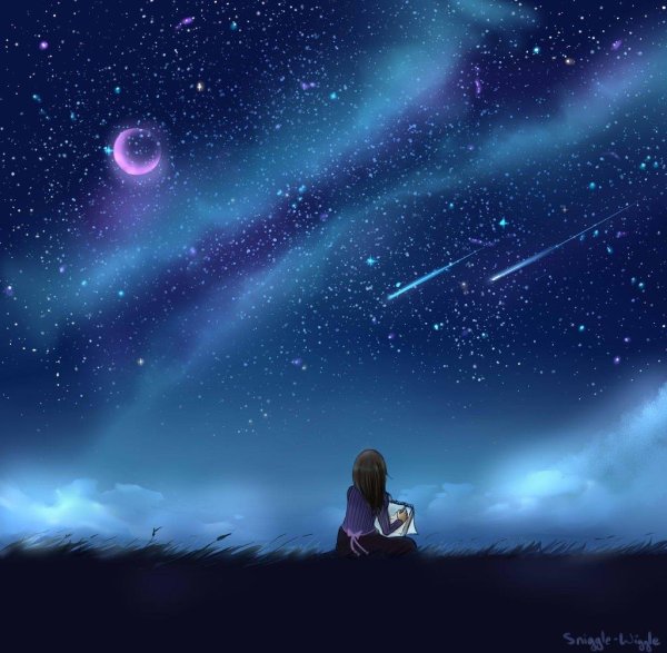 Девушка под звездным небом