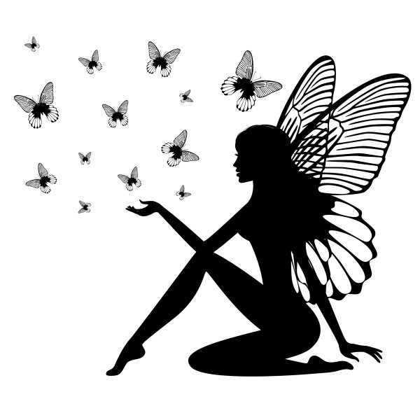 Силуэт девушки с бабочками