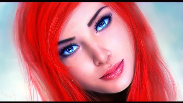 Девушка с рыжими волосами и голубыми глазами