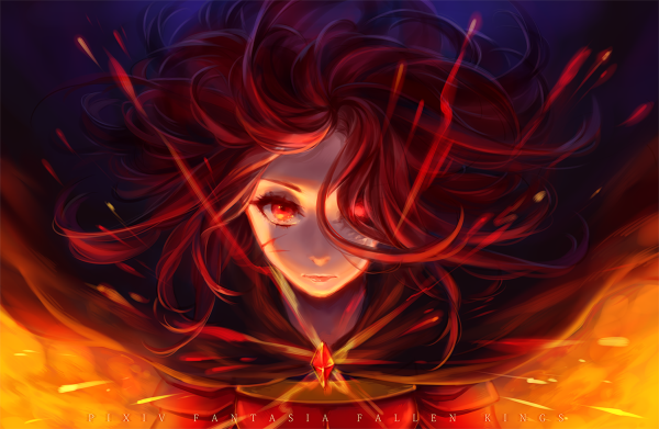 Аниме девушка с огненными волосами