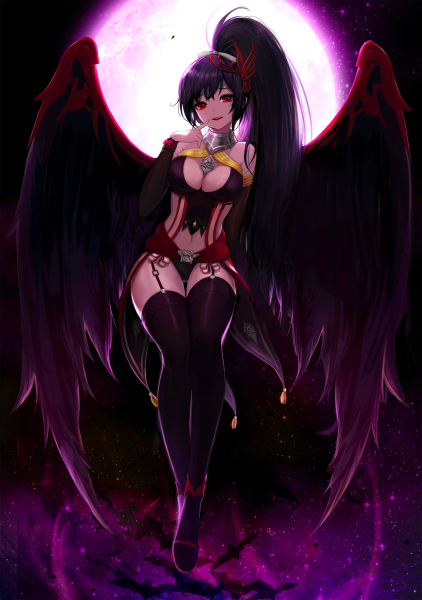 Девушка с крыльями демона обои