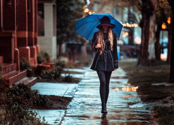 Девушка с зонтом обои