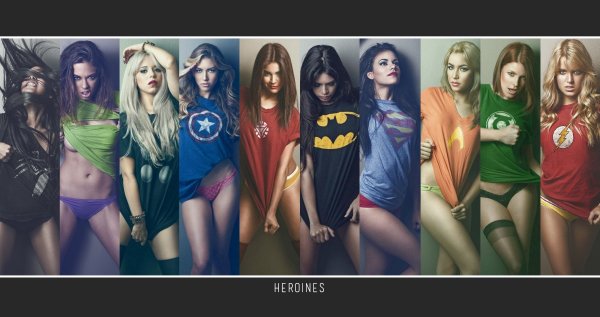 Девушки в футболках супергероев