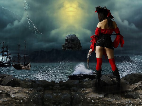 Девушка на пиратском корабле