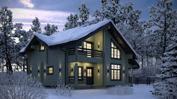 Дом в скандинавском стиле зима