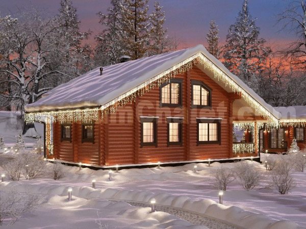 Дом из бруса на зимнем фоне