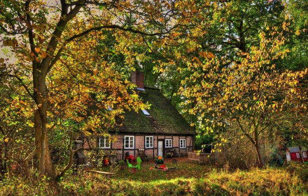 Дом на фоне осени