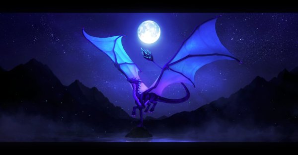 Дракон на фоне ночного неба