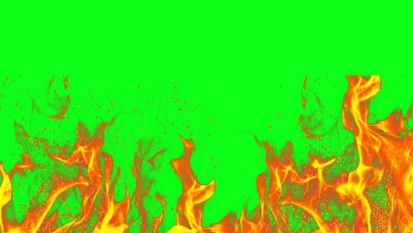 Эффект огня на зеленом фоне